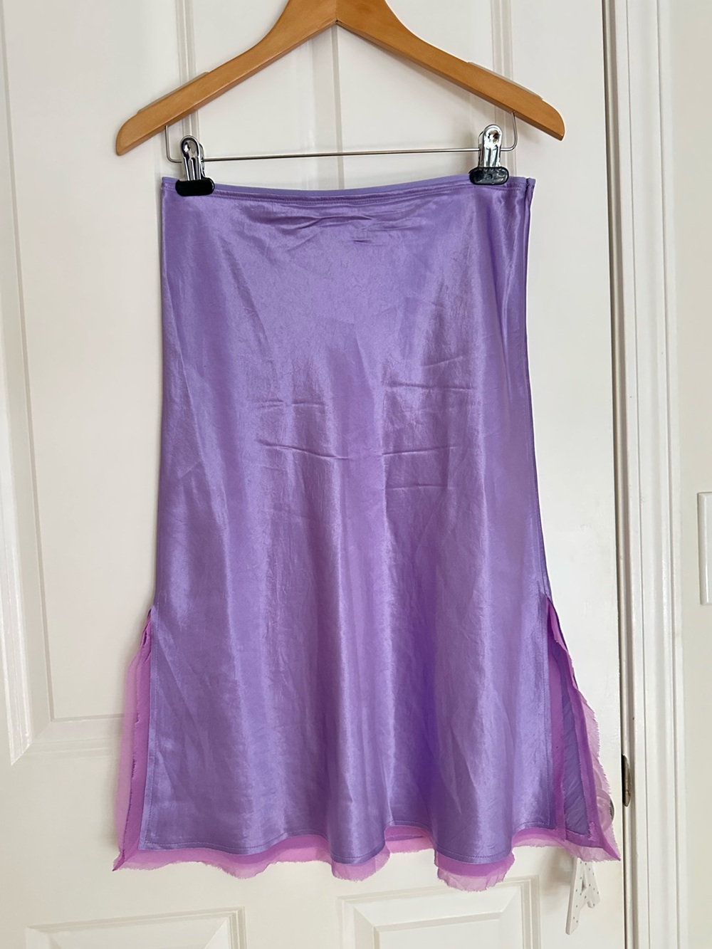 Vince Chiffon-Trim Slip Skirt in Sugar Plum, Sz 4